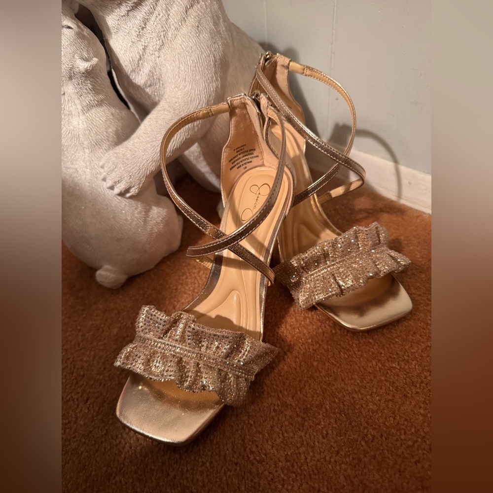 Jessica Simpson Gold Strappy Sandals
